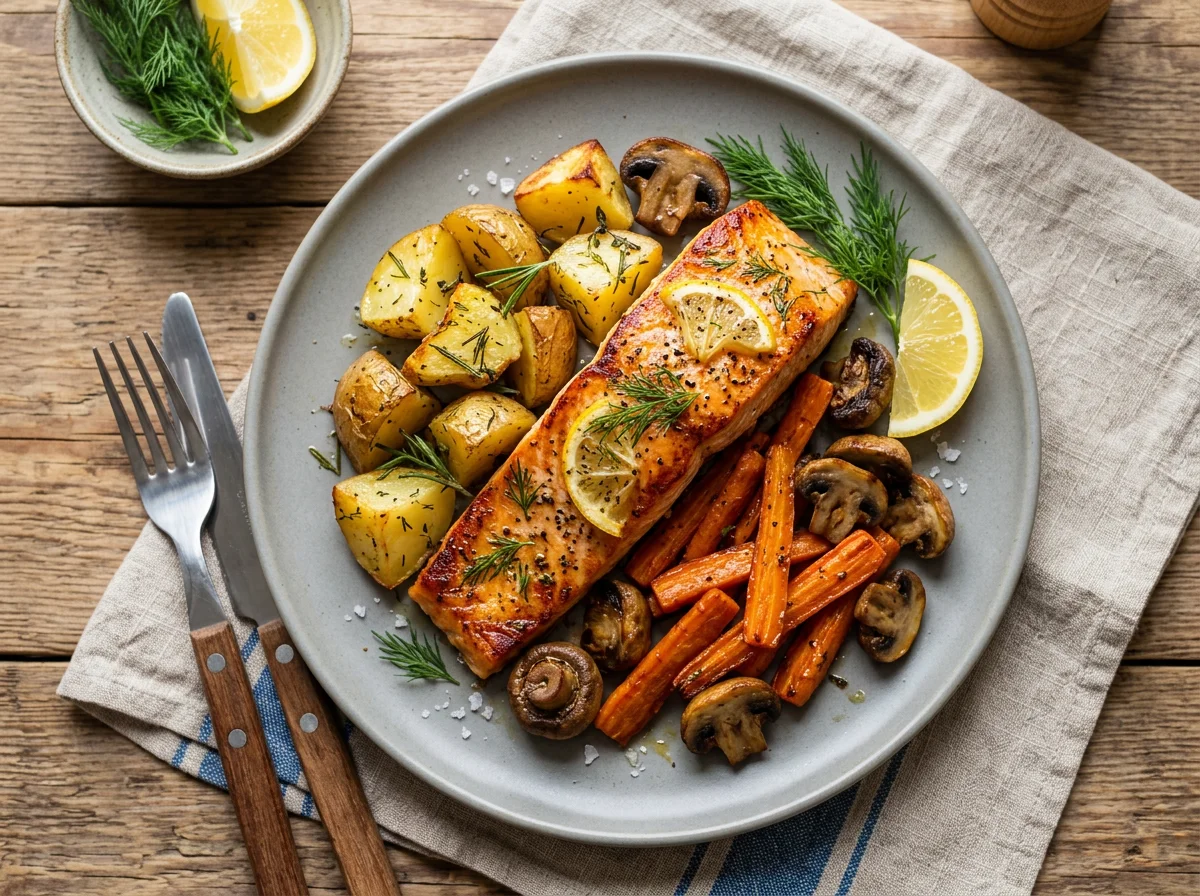 Лосось с запеченными овощами photo