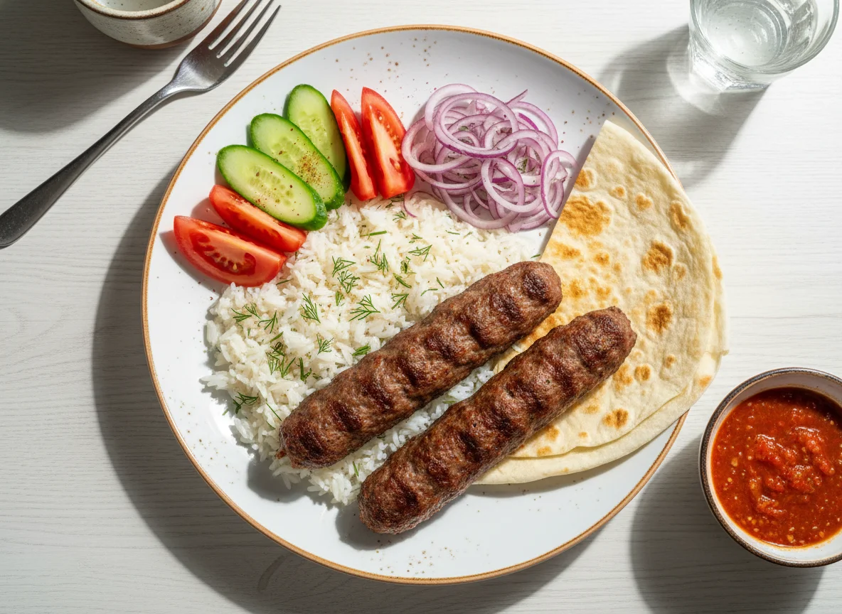 Люля-кебаб с рисом и овощами photo