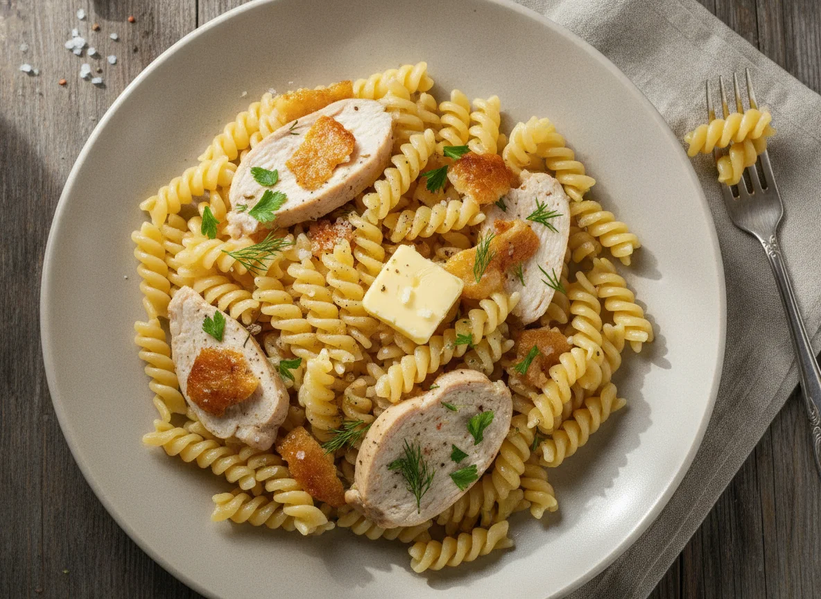 Макароны фузилли с куриной грудкой photo