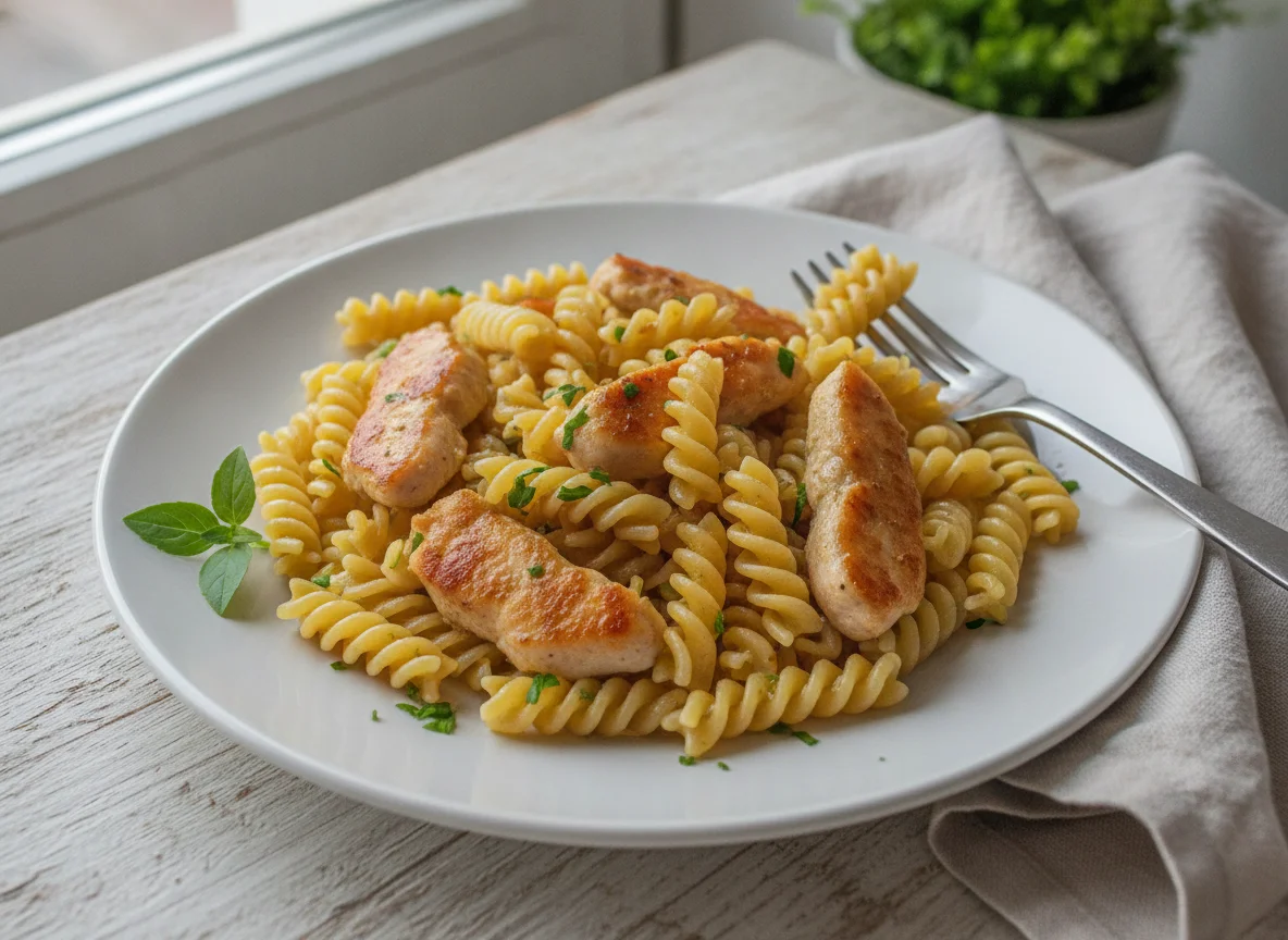 Макароны фузилли с куриным филе photo