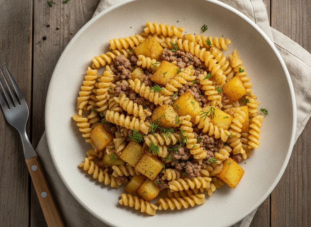Макароны по-флотски с картофелем photo