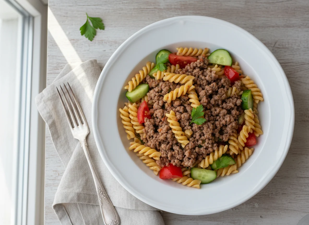 Макароны по-флотски с овощами photo