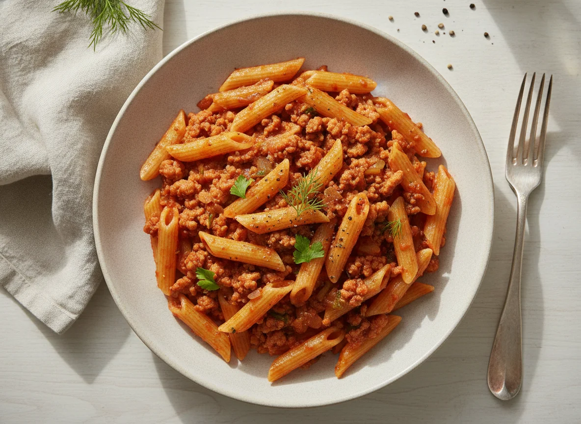 Макароны по-флотски со свиным фаршем photo