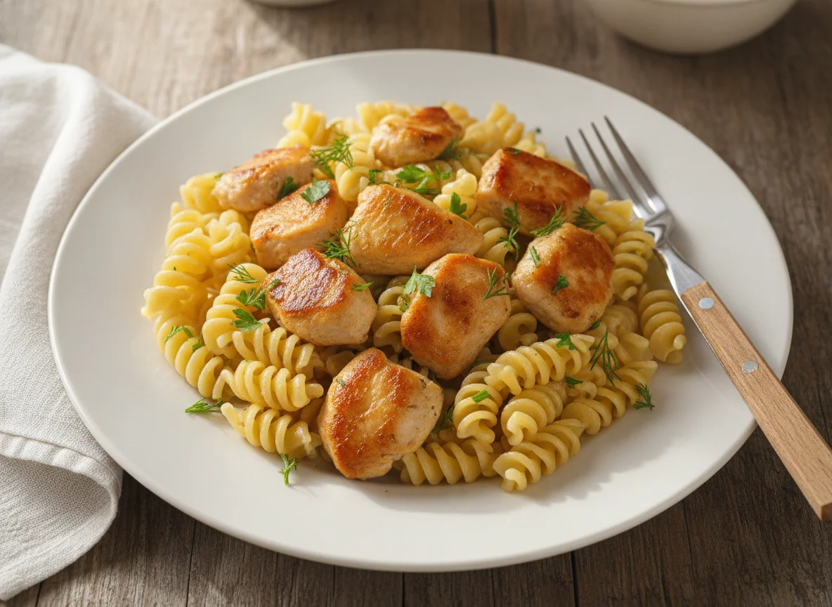 Макароны ракушки с курицей photo