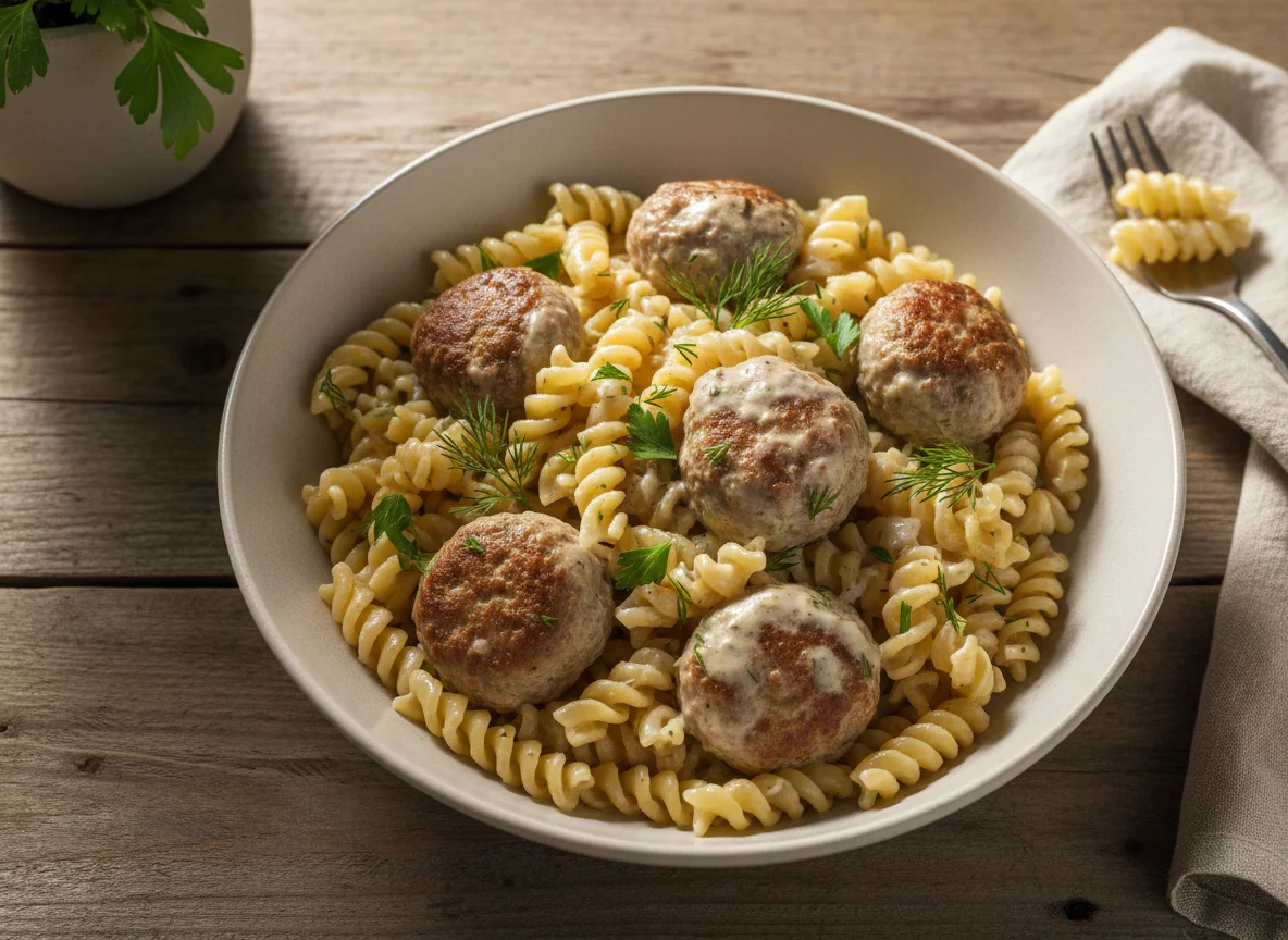 Макароны с фрикадельками в соусе photo