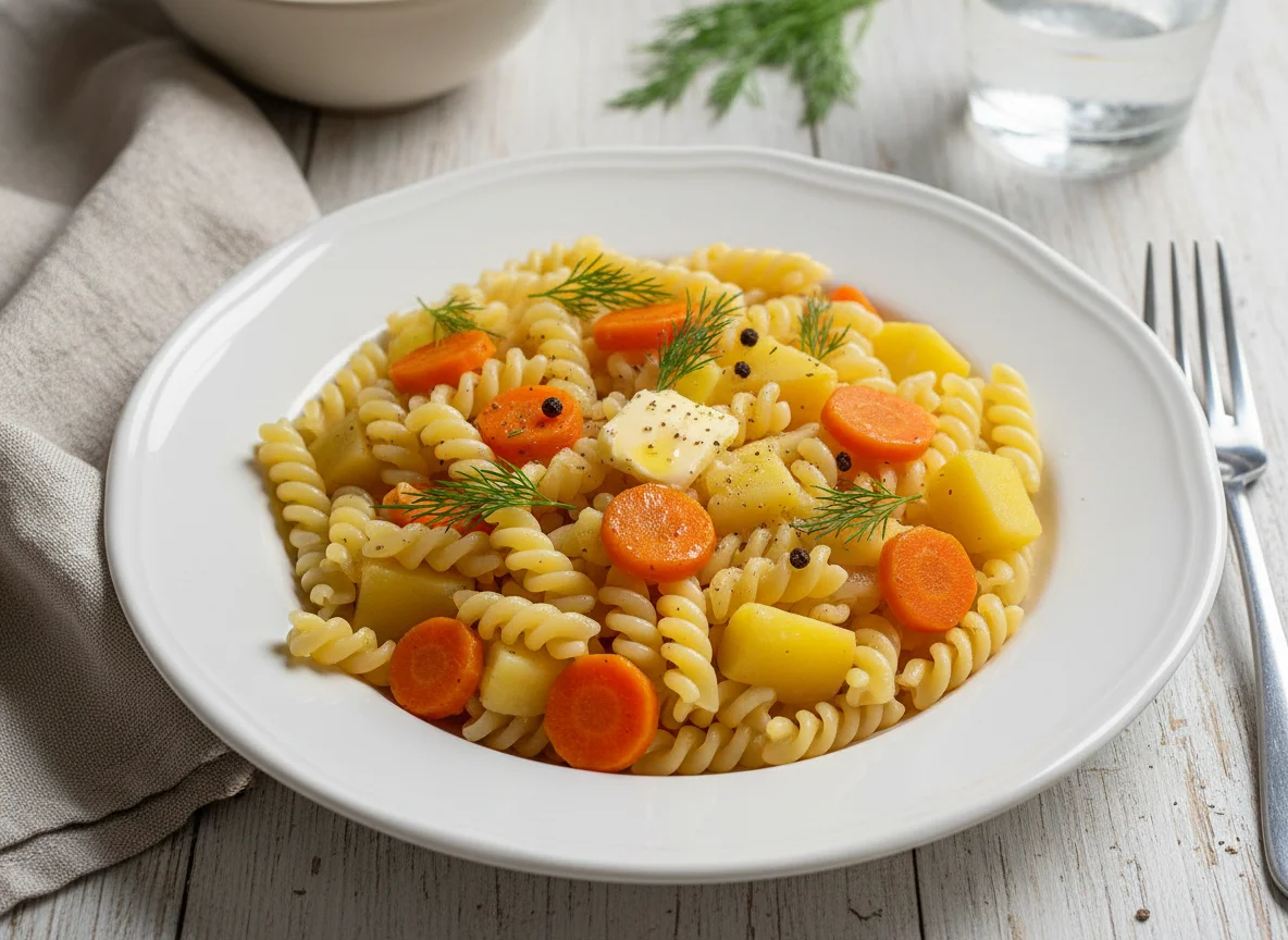 Макароны с картофелем и морковью photo