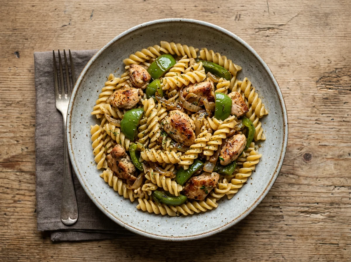 Макароны с курицей и перцем photo