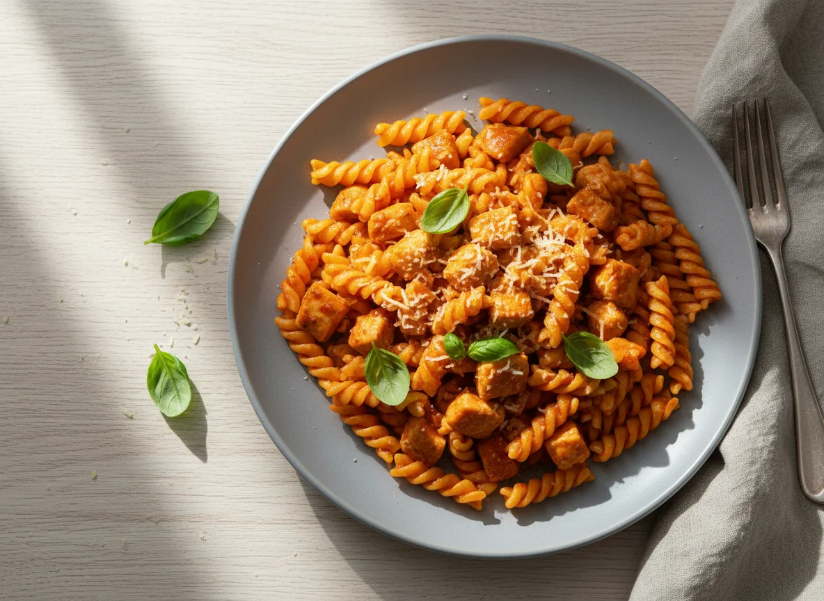 Макароны с курицей и томатным соусом photo