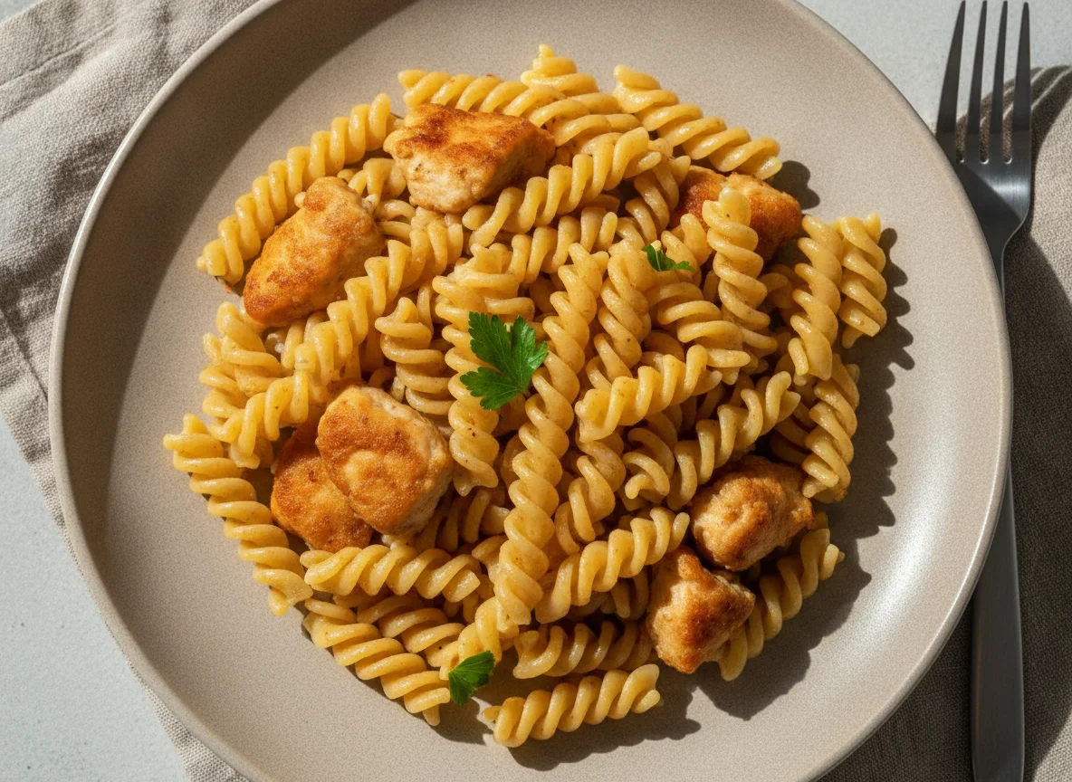 Макароны с куриным филе photo