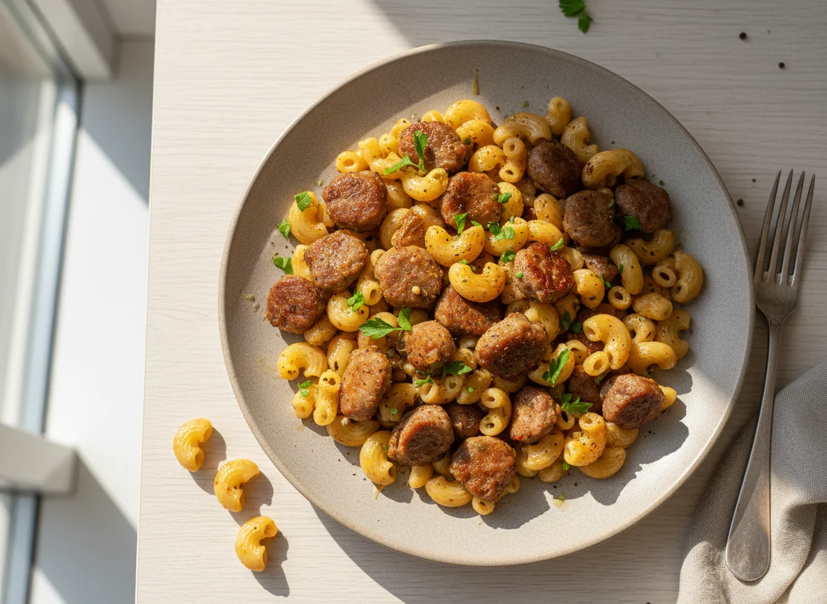 Макароны с куриными желудочками photo
