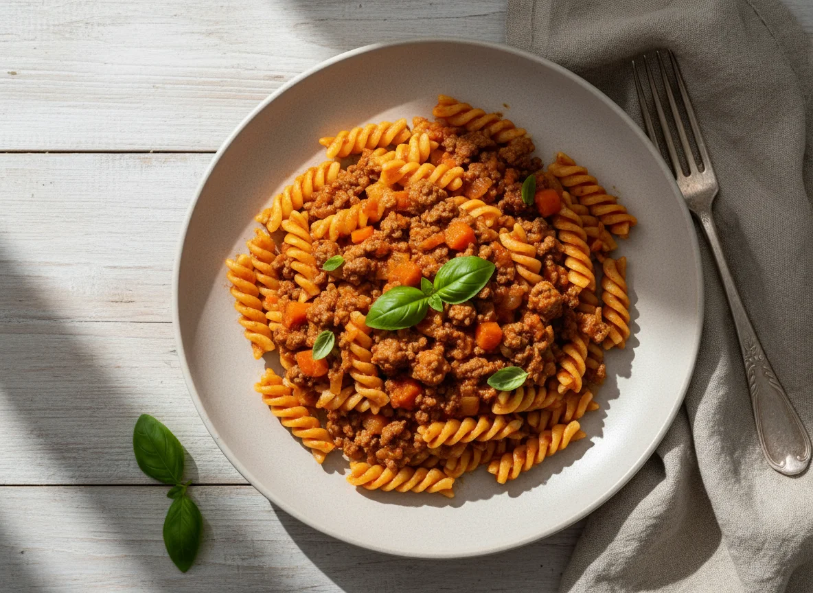 Макароны с мясным соусом photo