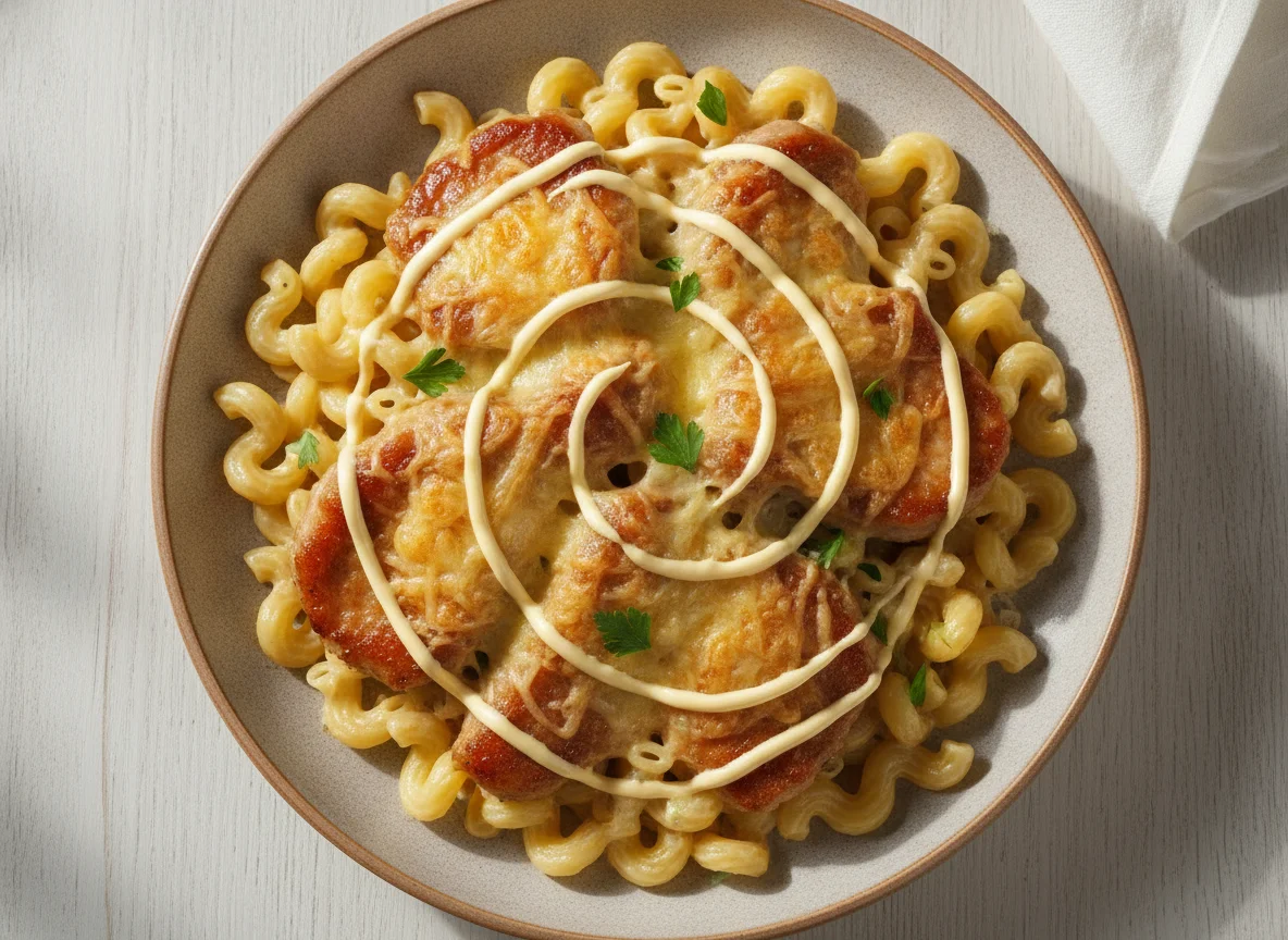 Макароны с мясом по-французски photo
