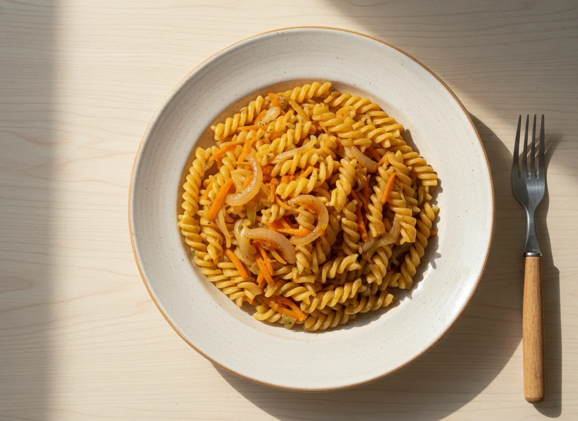 Макароны с морковью и луком photo