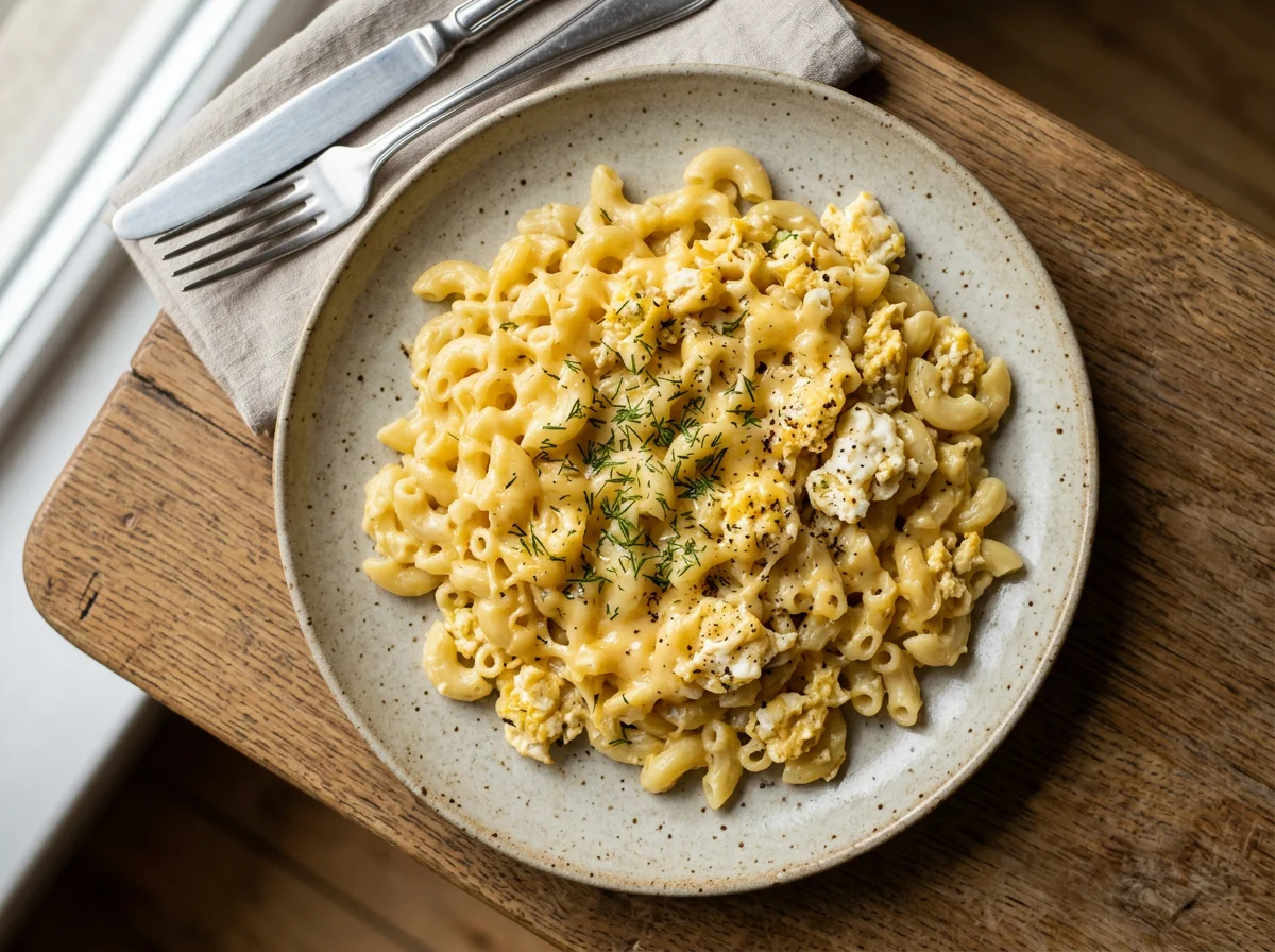 Макароны с сыром и яйцом photo