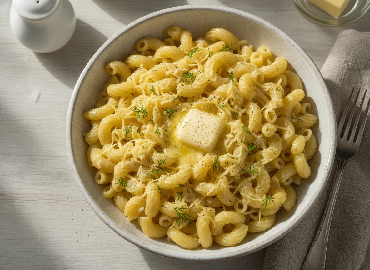 Макароны с сыром и маслом photo