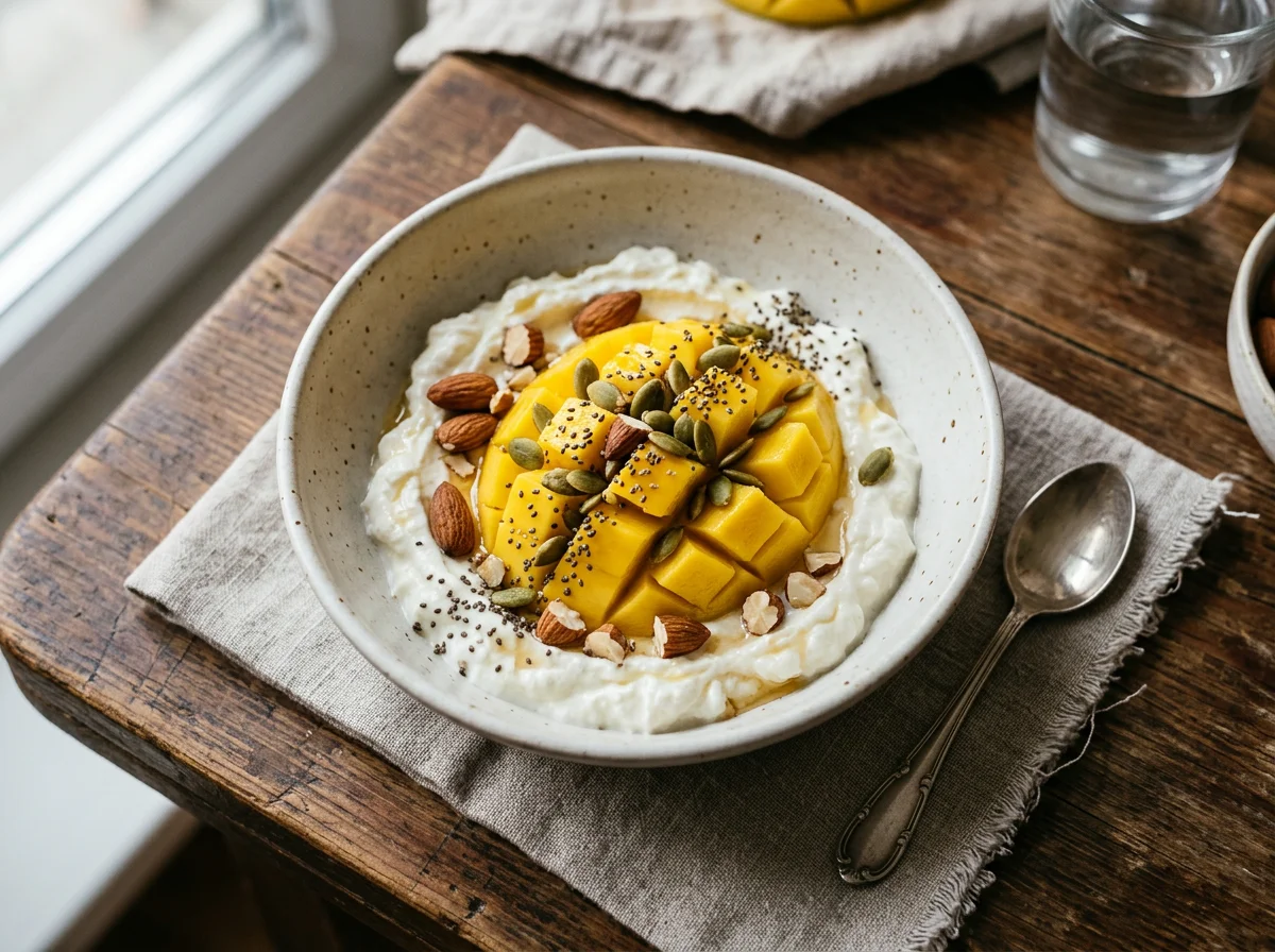Манго с орехами и йогуртом photo