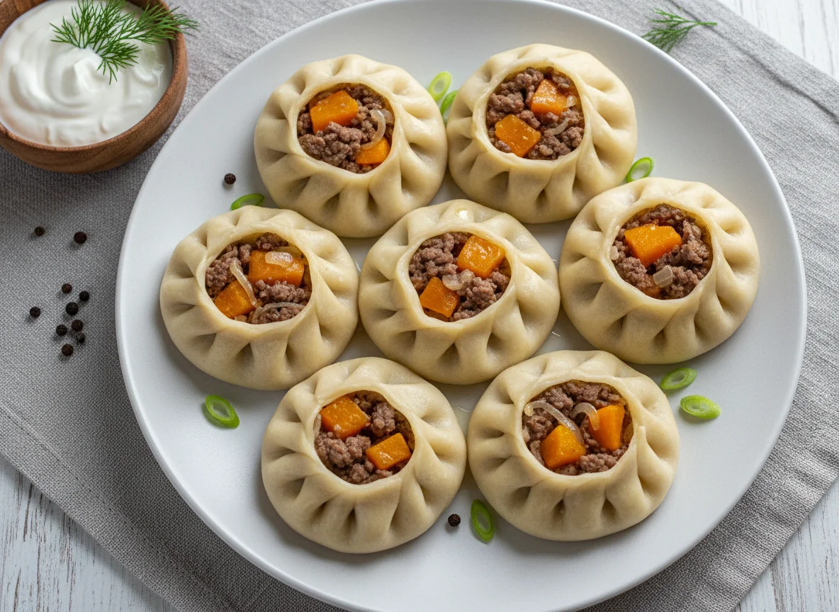 Манты с мясом и тыквой photo