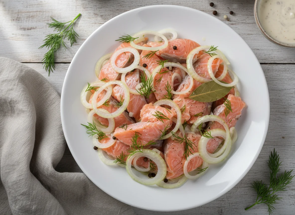 Маринованная рыба с луком photo