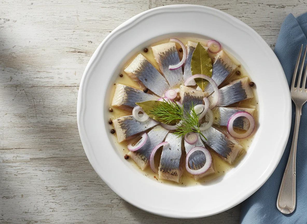 Маринованная сельдь с луком photo