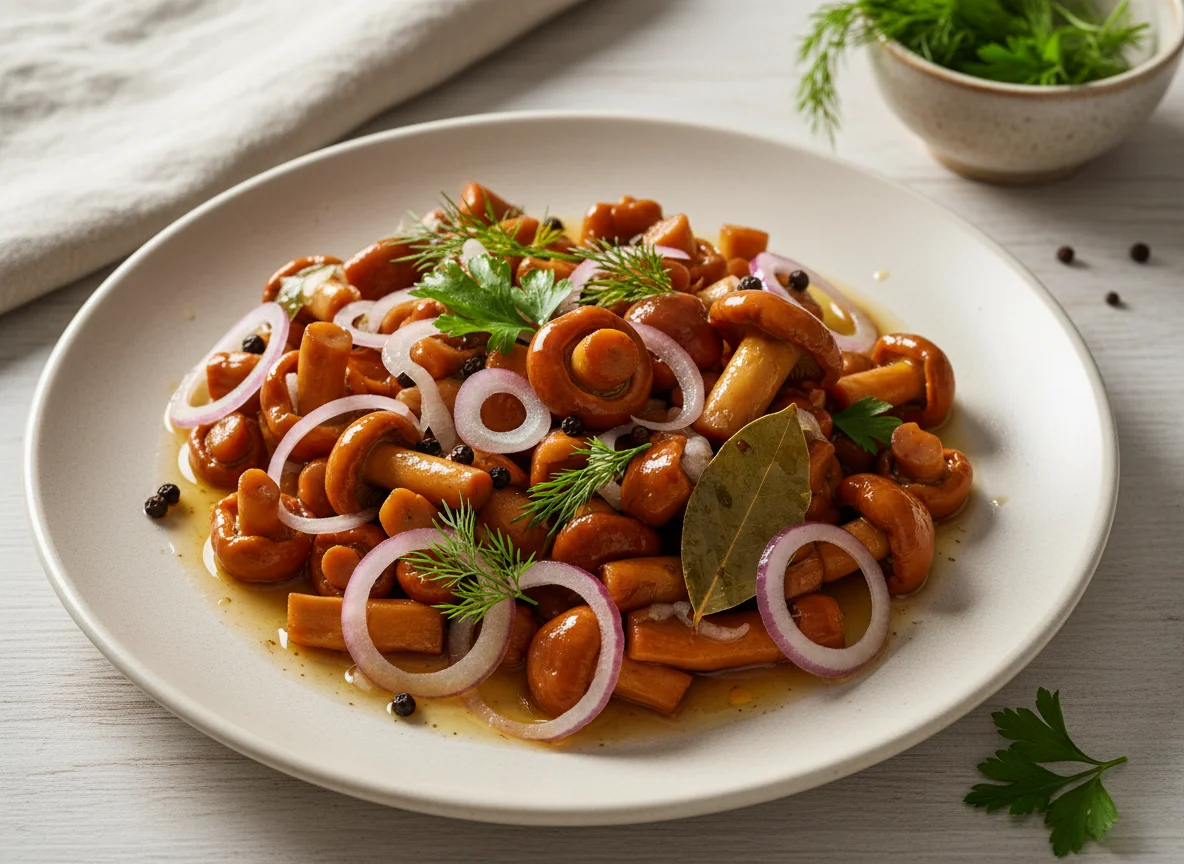 Маринованные опята с луком photo