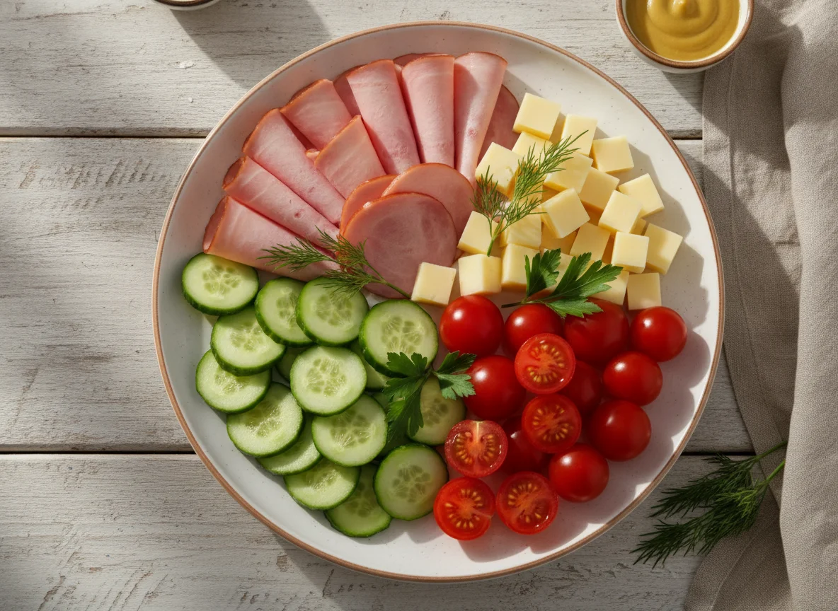 Мясная и овощная нарезка photo