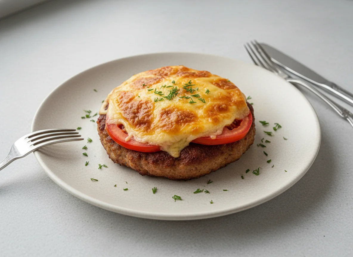 Мясная котлета с сыром и помидором photo