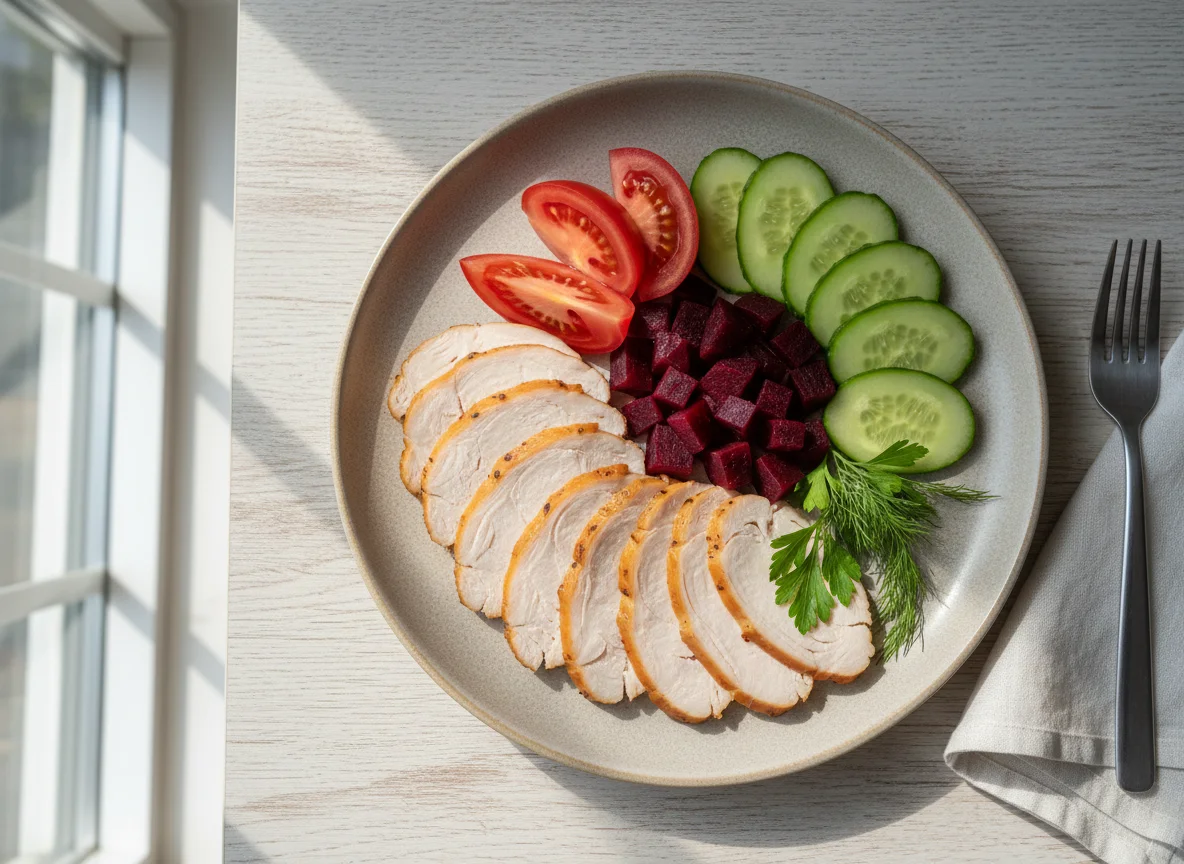 Мясная нарезка с овощами photo