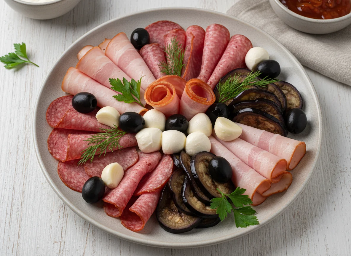 Мясное ассорти с закусками photo