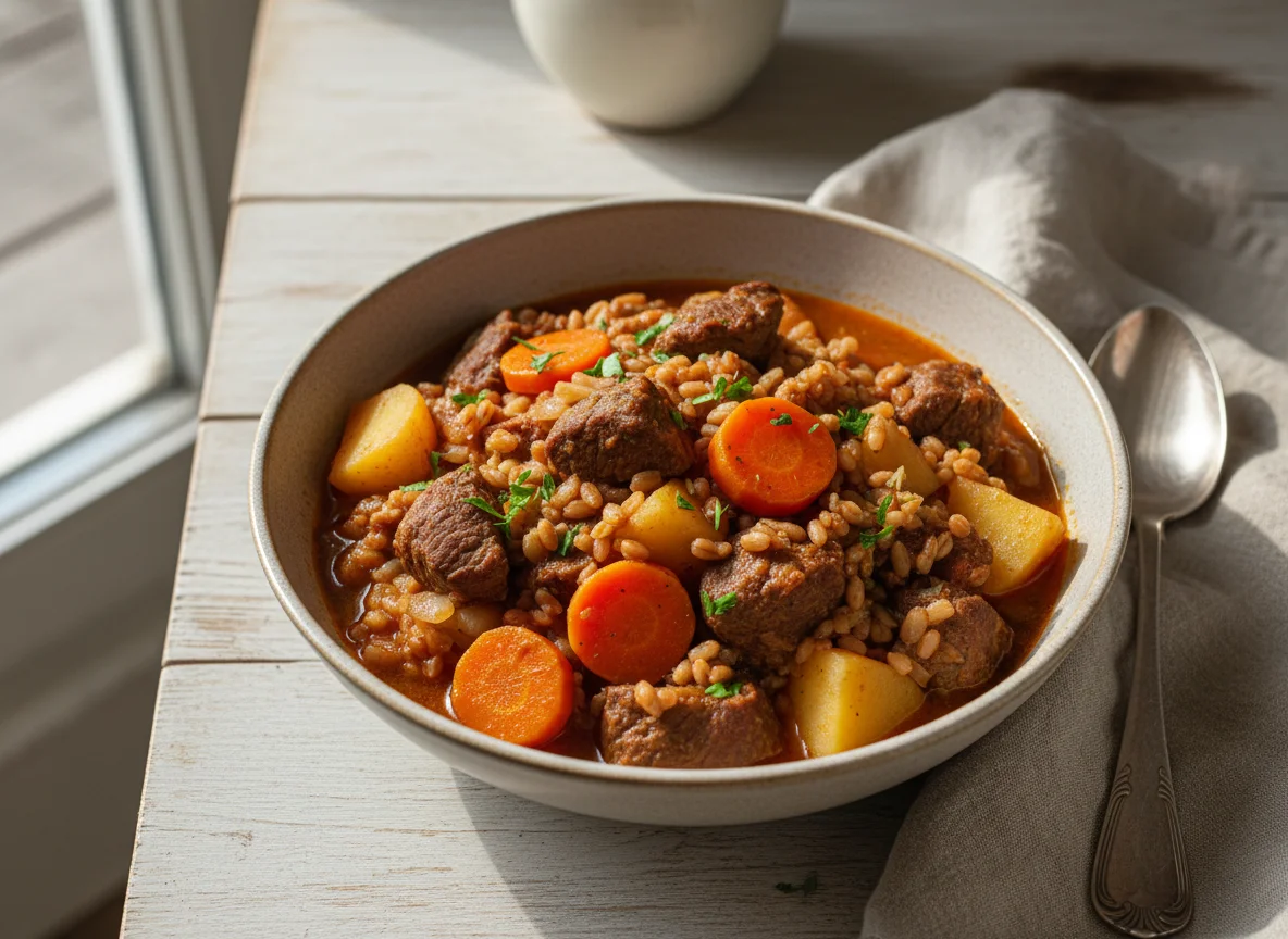 Мясное рагу с овощами и крупой photo