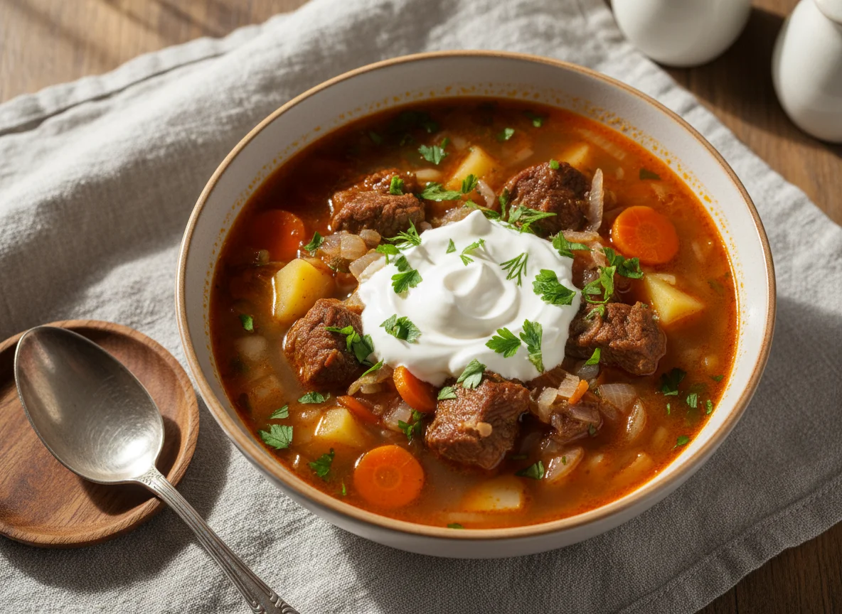 Мясной суп со сметаной photo