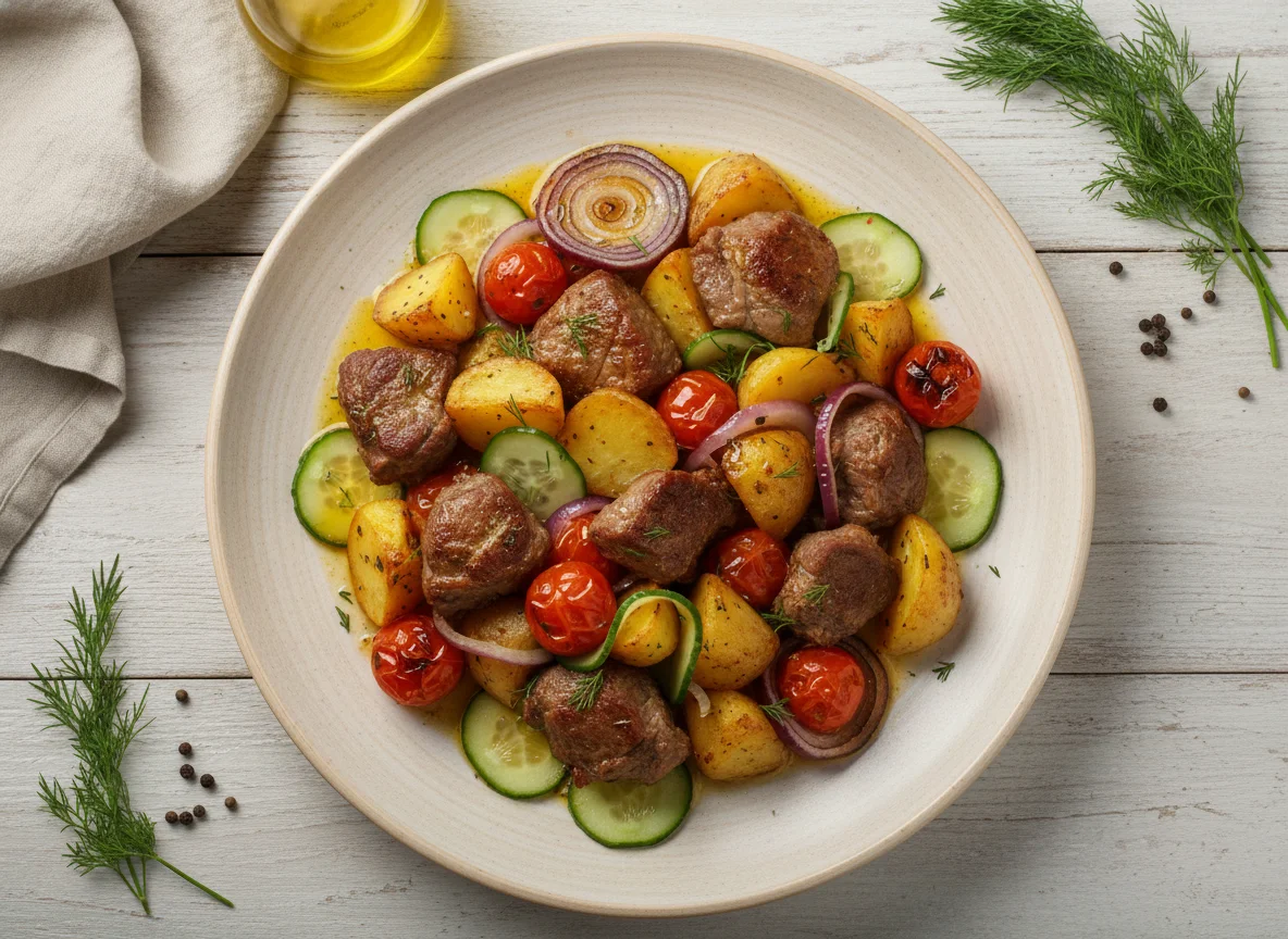 Мясо баранины с овощами photo