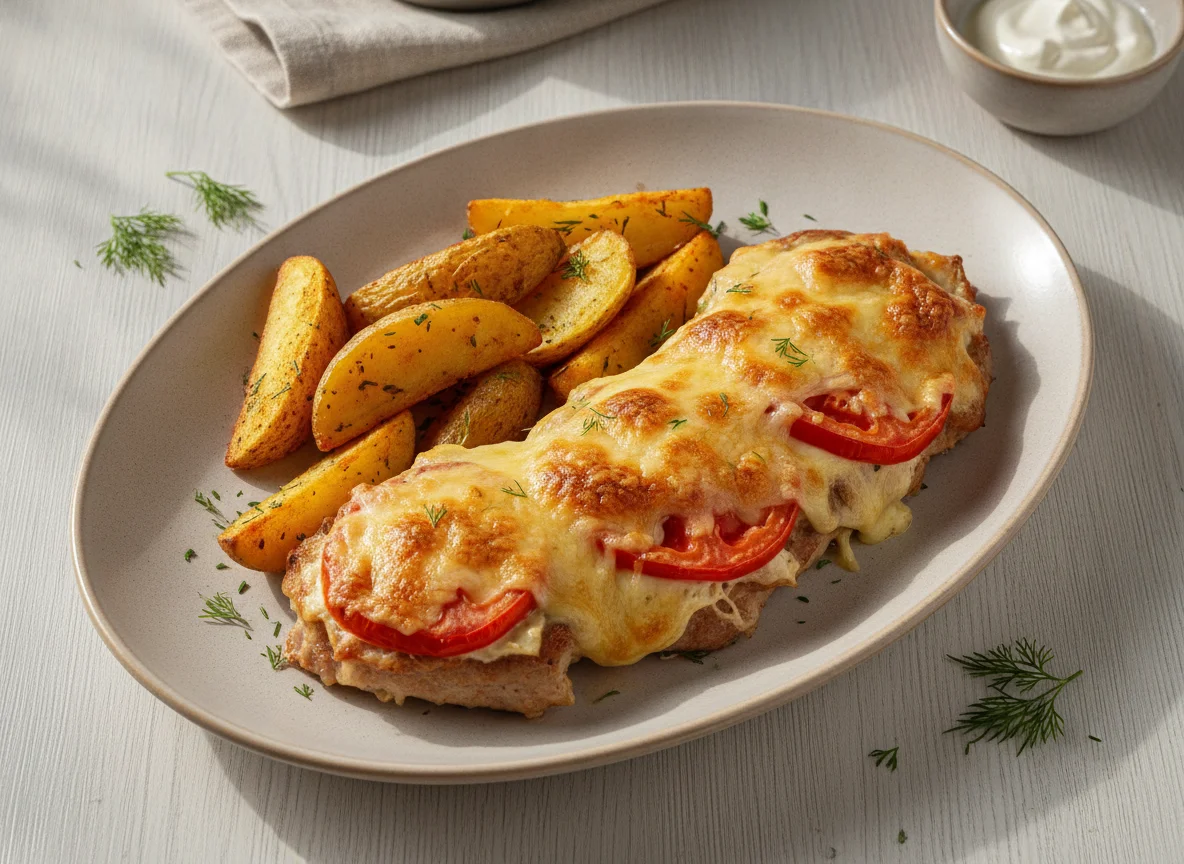 Мясо по-французски с картофельными дольками photo