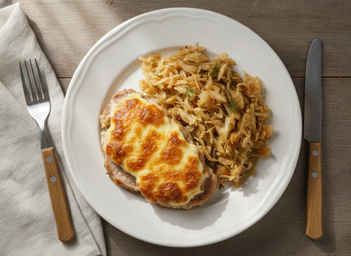Мясо по-французски с квашеной капустой photo