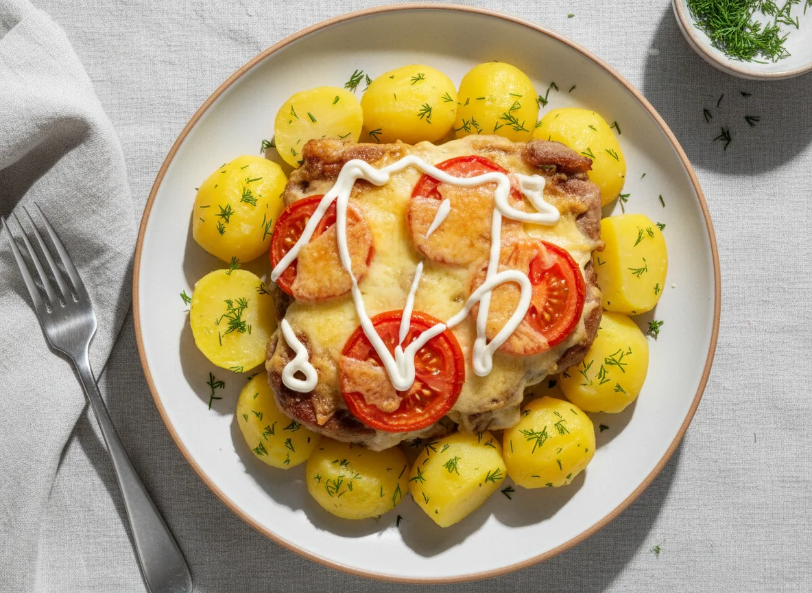 Мясо по-французски с отварным картофелем photo