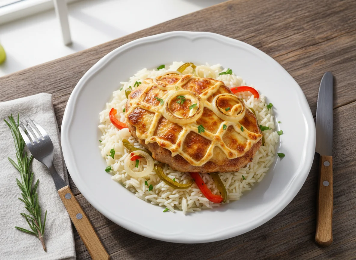 Мясо по-французски с рисом photo