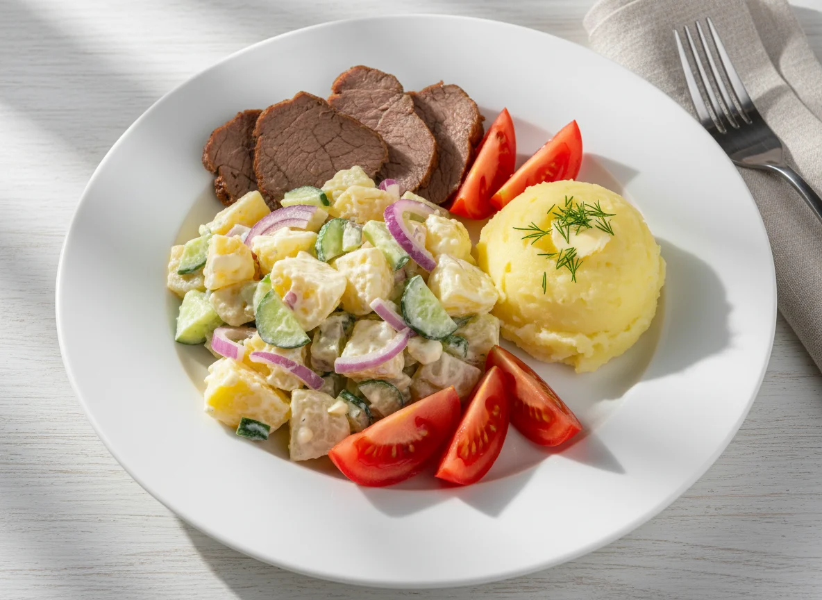 Мясо с картофельным салатом photo