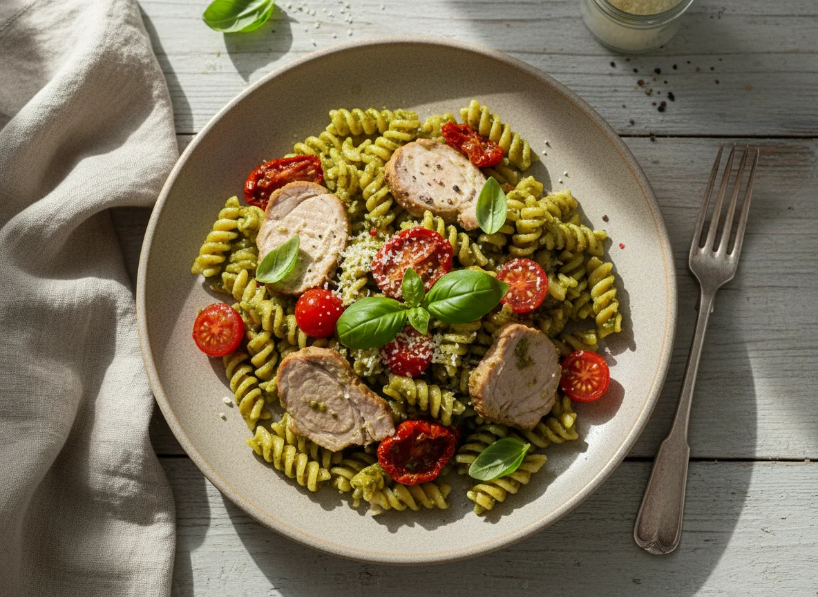 Мясо с макаронами и помидорами photo