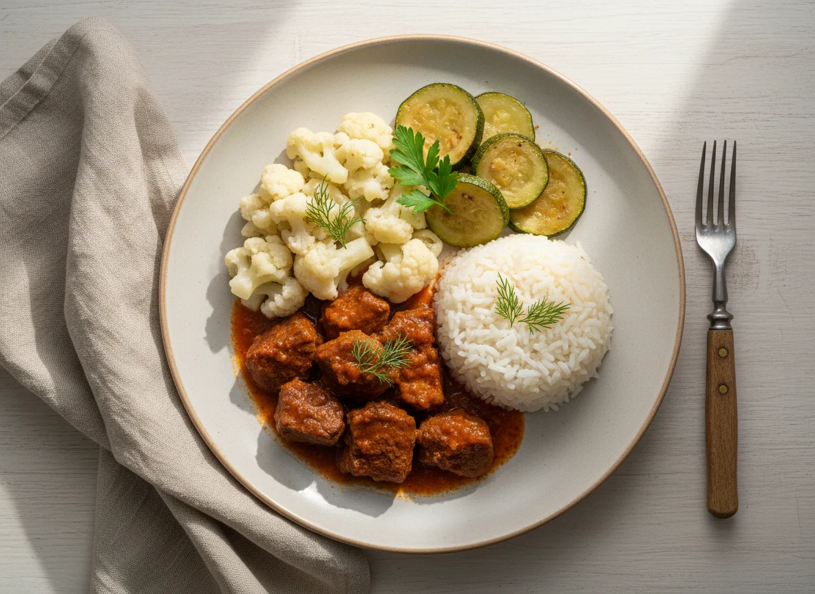 Мясо с рисом и овощами photo