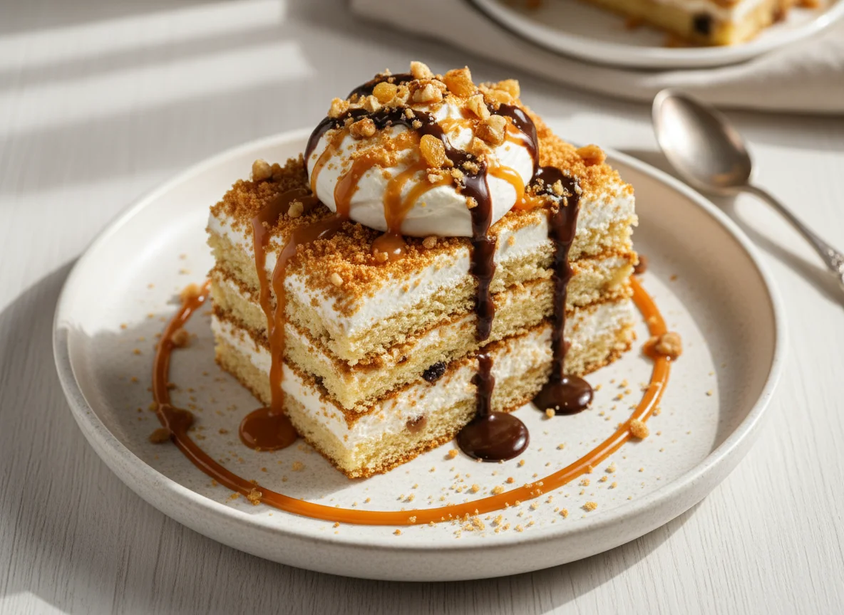 Медовик с изюмом и орехами photo