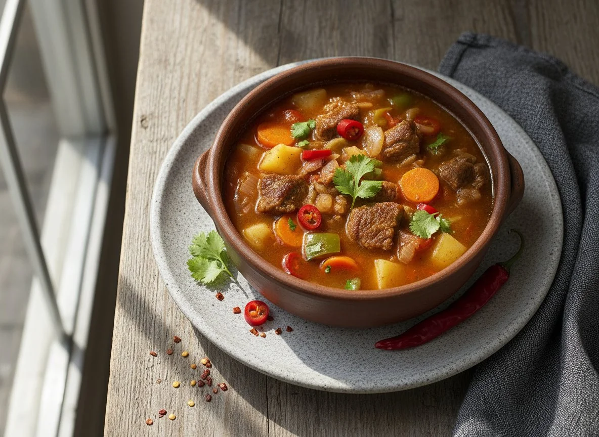 Мексиканский мясной суп с чили photo