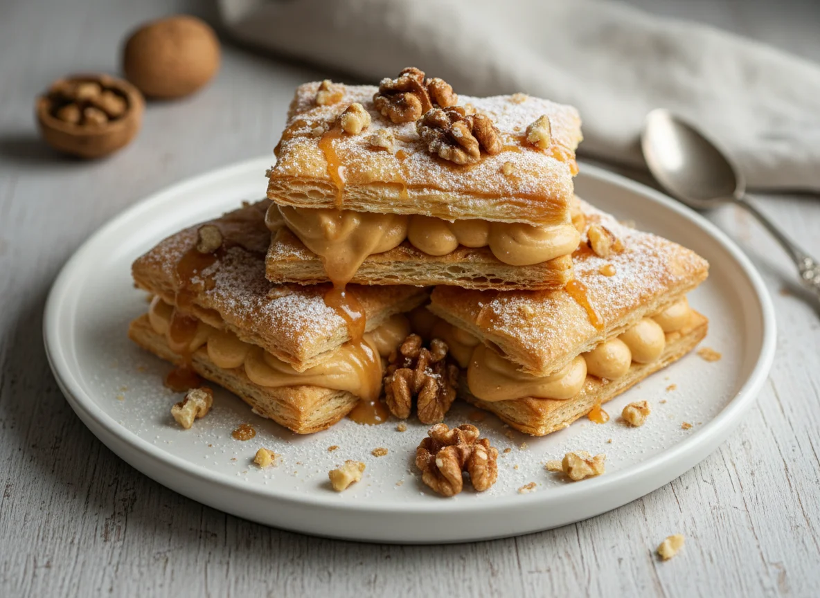 Мильфей с карамелью и орехами photo