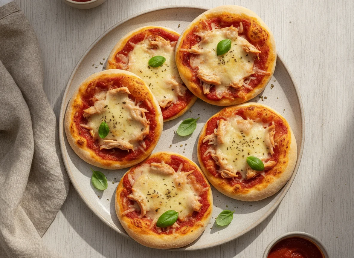 Мини-пицца с курицей и сыром photo