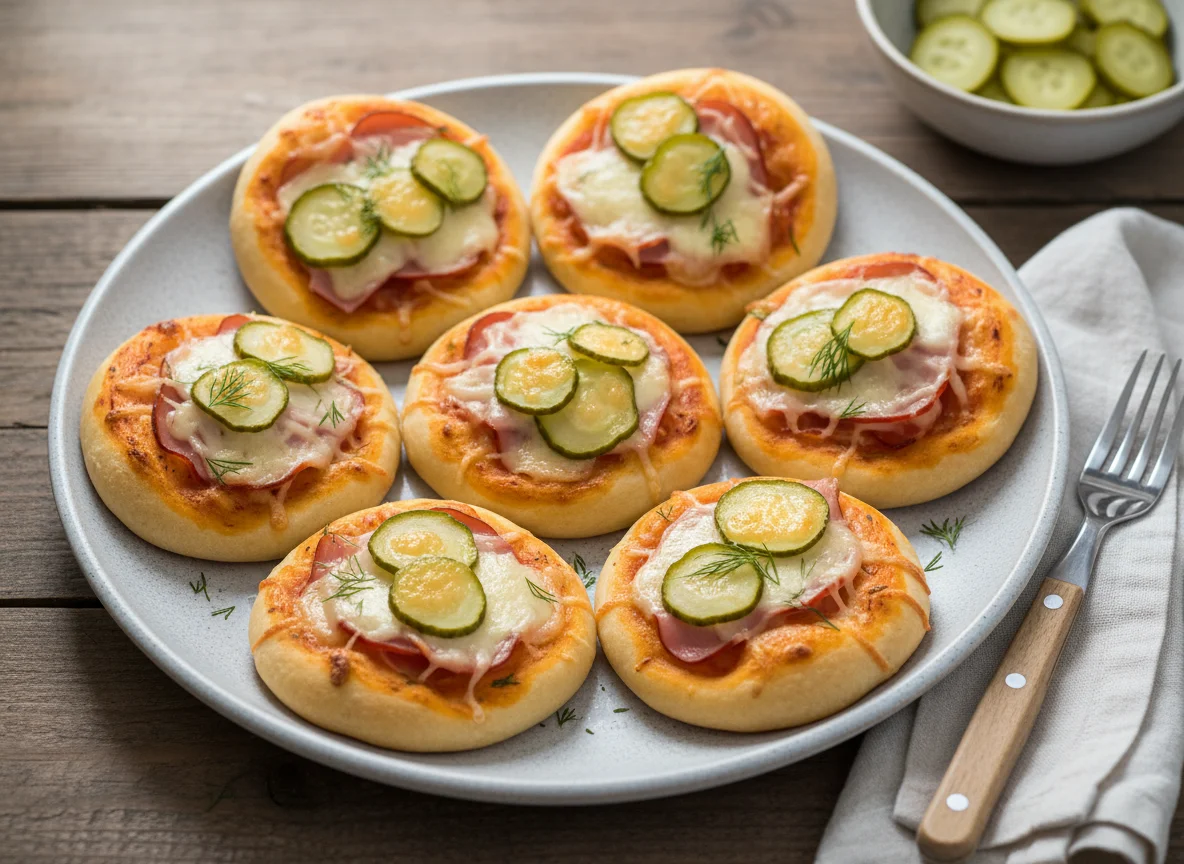 Мини-пицца с ветчиной и сыром photo