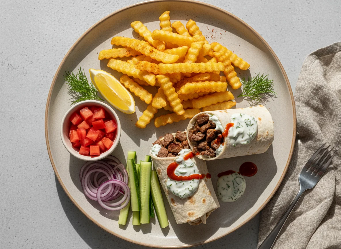 Мини-шаурма с говядиной и картофелем фри photo