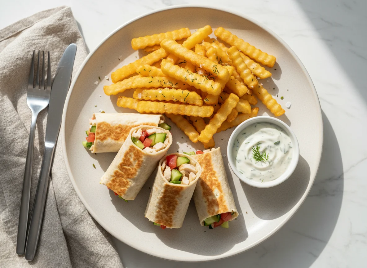 Мини-шаурма с картофелем фри и курицей photo