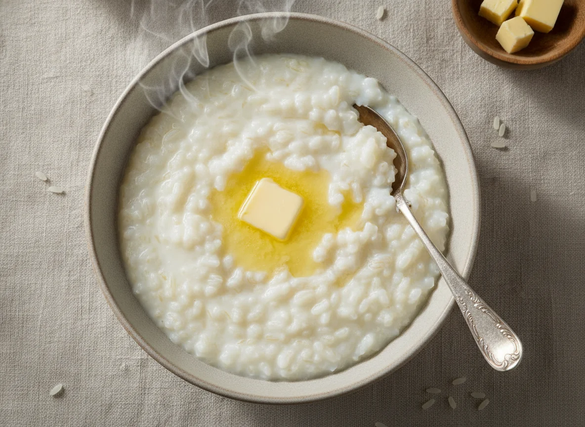Молочная рисовая каша со сливочным маслом photo