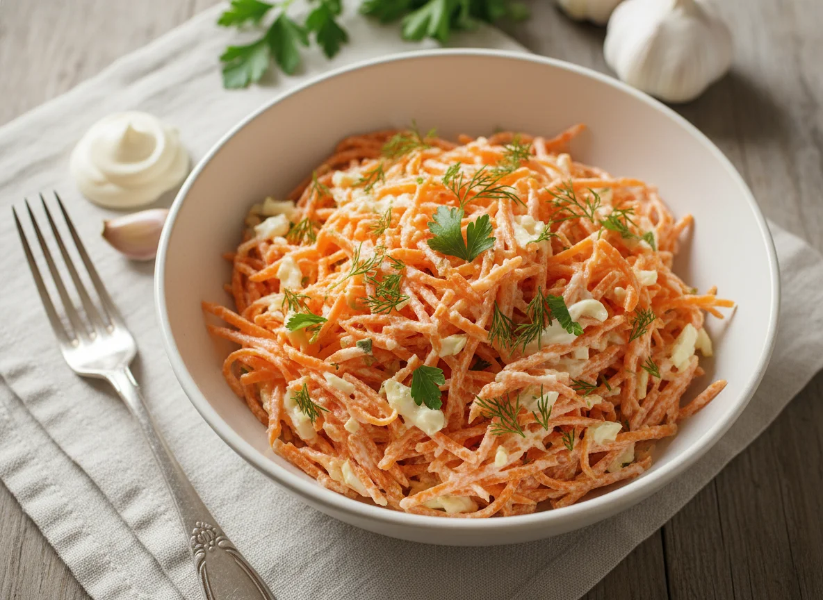 Морковный салат с чесноком и майонезом photo
