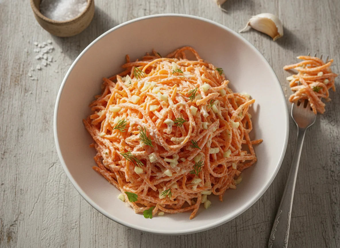 Морковный салат с майонезом и чесноком photo