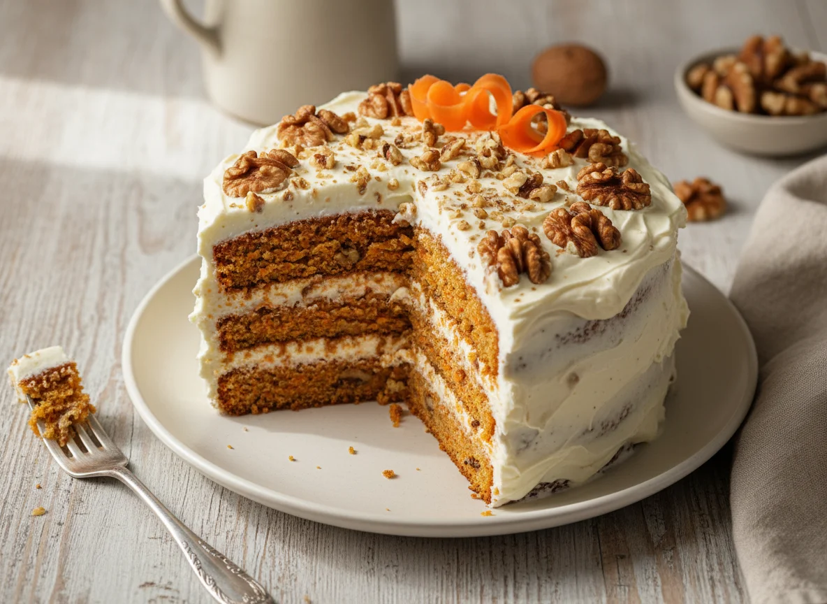 Морковный торт с грецкими орехами photo