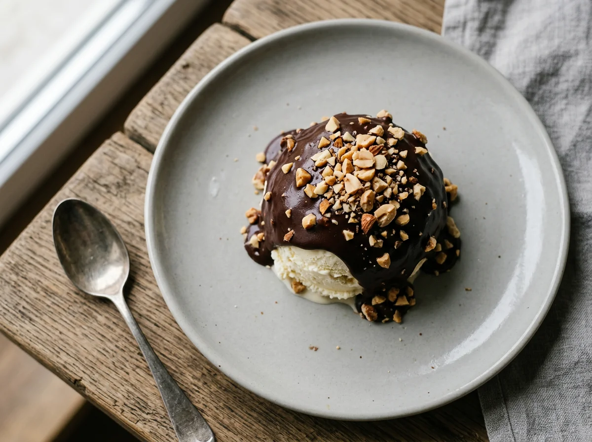 Мороженое в шоколадной глазури с орехами photo